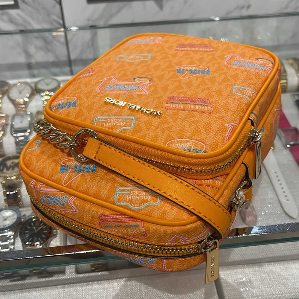 MICHAEL KORS Jet Set Md Printed Signature Logo Crossbody NS CHAIN XBODY Flight - Picture 6 of 16